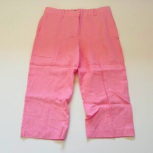 NWT Talbots Pant Trouser Linen Wide Leg Straight Barbie Petite Bubblegum Elastic